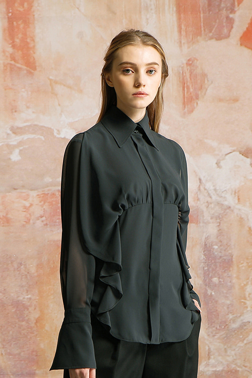 #RS9CLASSIC Draping See-Through Blouse (2color)