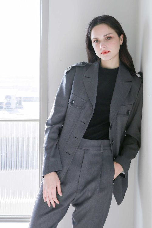 Super Fine Wool Low-Cut Clothes Gray Jacket