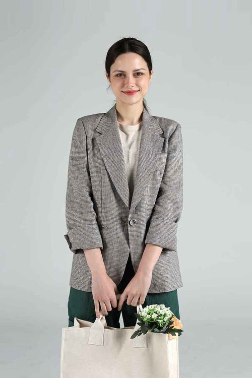 Lauren Linen Jacket (three-tone linen 100% single jacket)