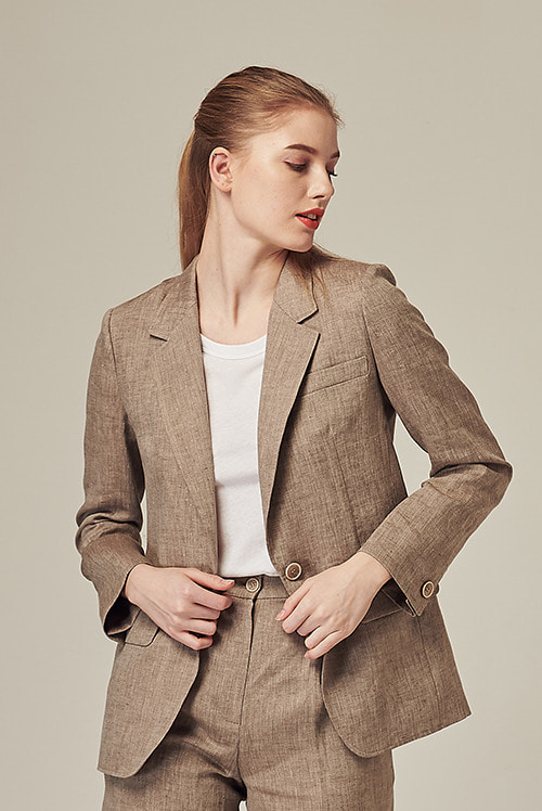 RS9seoul Lauren Linen Jacket (Two-Tone Linen 100% Single Jacket) Brown