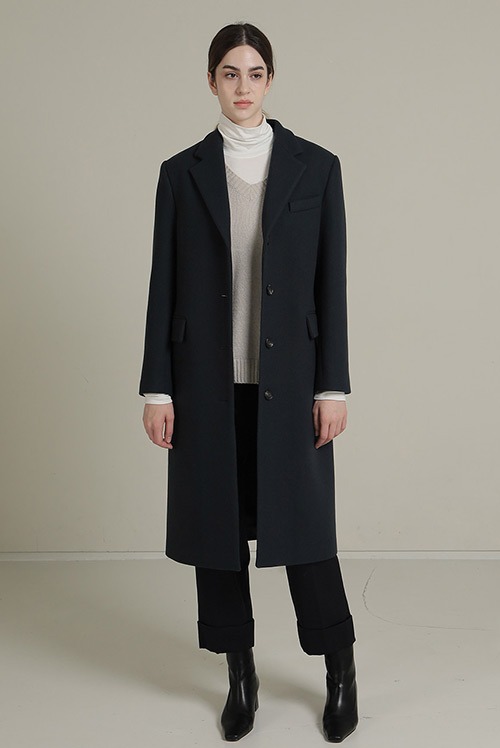 10% cashmere wool 90% single coat French navy
