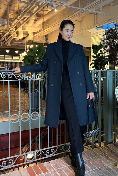 10% Cashmere Wool 90% Double Coat French Navy