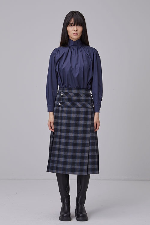 100% wool high-waist CD pleated skirt