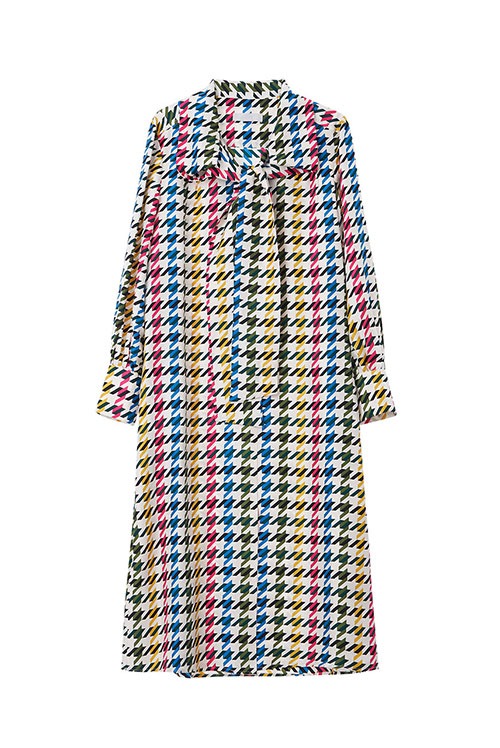 丝绸100%浪漫轮廓的Godori长款连衣裙