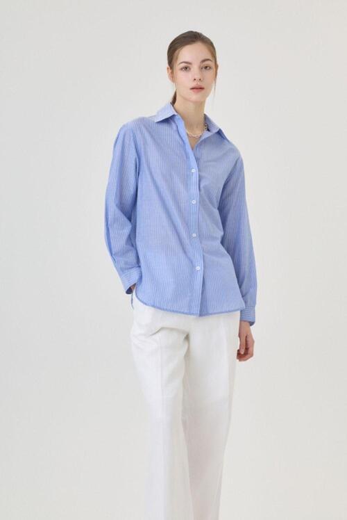 24SS Silk Blue Stripe Shirt