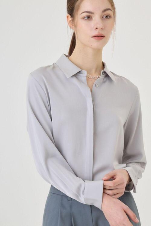 24SS Premium Silk 100% Hidden Burton Shirt Blouse